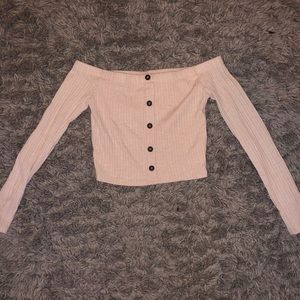 Cream off the shoulder cropped top